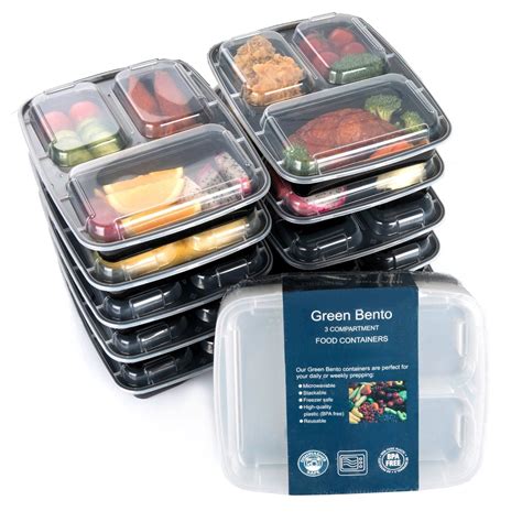 3 Sections Microwavable Reusable Freezer Safe Meal Prep Food Storage