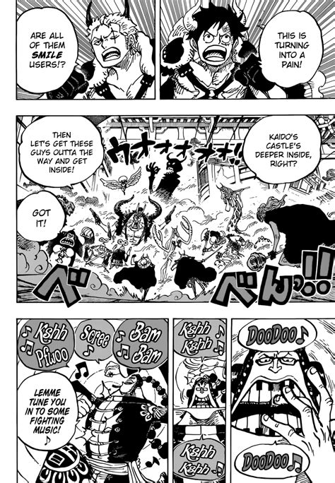 One piece chapter 980 release date and where to read one piece chapter 979 start off with a quick recap showing orochi getting complacent thinking his plan had succeeded and is completely unaware that the raid on onigashima has already begun with kinemon and denjiro attacking from the. One Piece Manga 980 Inglés