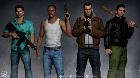 Un Artista Especializado En 3d Remasteriza Los Protagonistas De Gta