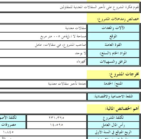 دراسة جدوى جاهزة Excel