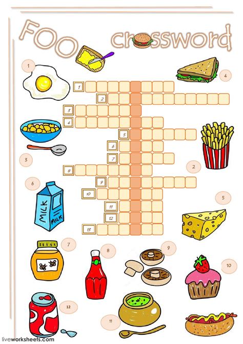 Check spelling or type a new query. Food crossword - Interactive worksheet
