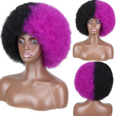 Azqueen Synthetic Afro Wig Women Short Fluffy Hair Wigs With Bangs For Black Women Kinky Curly