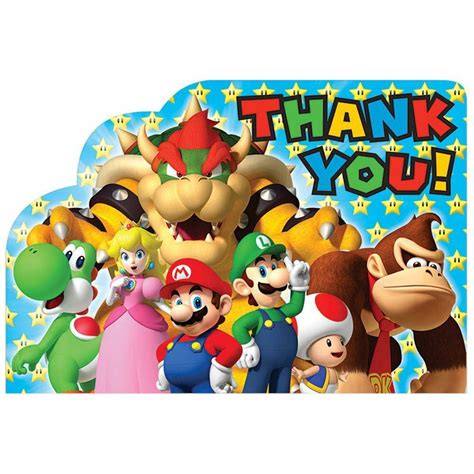 Super Mario Brothers Postcard Thank You Cards 8 In Pack