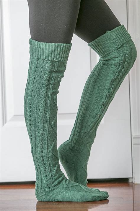 Long high boots over the knee flat block heel studs detail shoes womens ladies. They're like cozy sweaters for your legs! Diamond Cable ...
