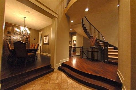 Sunken Entry Way Stair Case Curved Stair Foyer Stairs House Interior