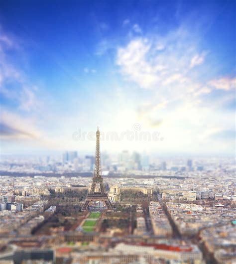 Aerial View Of Paris Skyline And Eiffel Tower France Stock Photo