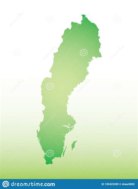 Mapa De Suecia Con Color Verde Con Efecto Oscuro Y Claro Vector En El