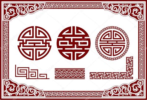 Vektor Set Orientalischer Chinesischer Designelemente Vektorgrafik