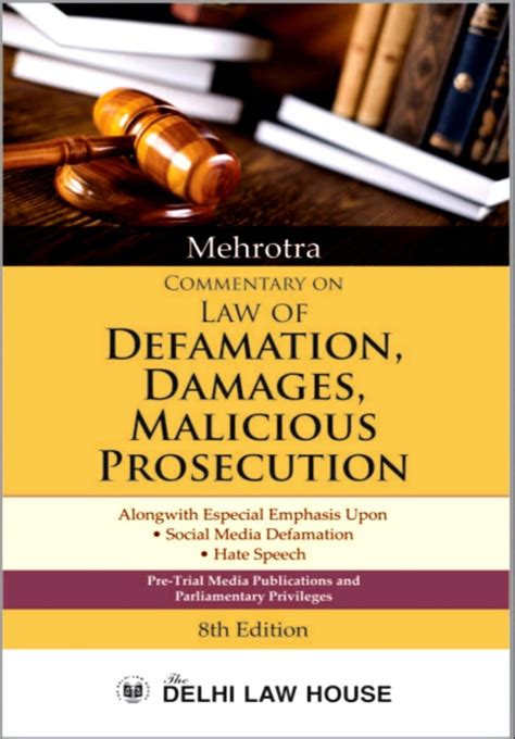 Commentary On Law Of Defamation Damages And Malicious Prosecution Civil