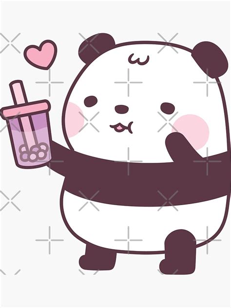 Cute Panda Loves Taro Bubble Tea Sticker By Rustydoodle Redbubble