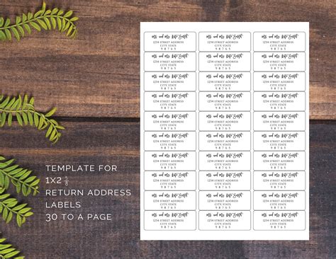 Return Address Label Template 1x2and58 30 Per Page Diy Etsy