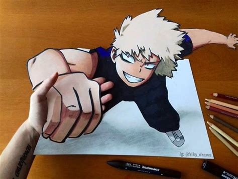 A Drawing Of An Anime Character Being Held Up By Someones Hand With