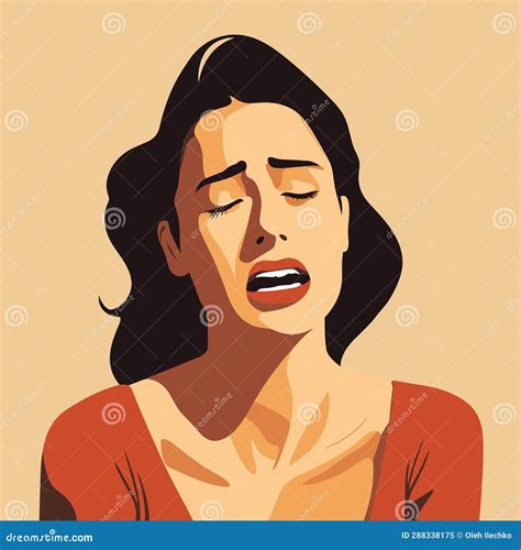 Crying Woman Vector Flat Minimalistic Isolated Illustration Stock