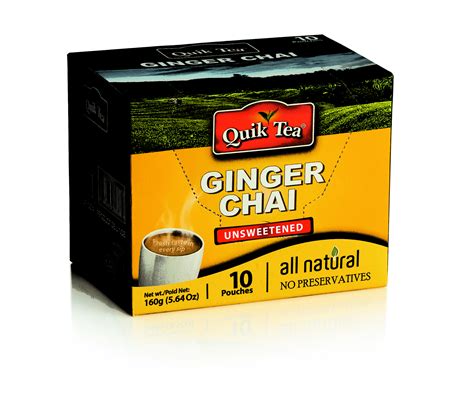 Quiktea Unsweetened Ginger Chai Tea Latte 10 Pack