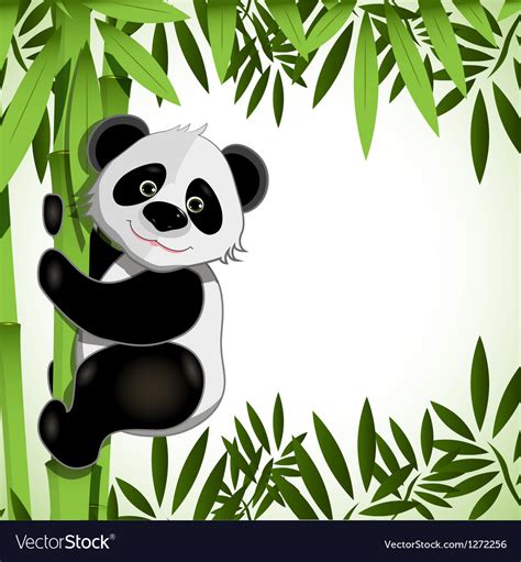 Cheerful Panda On Bamboo Royalty Free Vector Image