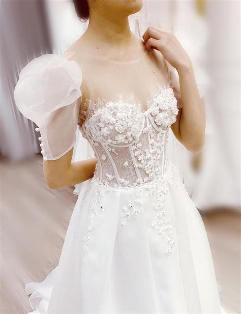 Corset Bodice Floral Lace White A Line Wedding Dress Various Styles