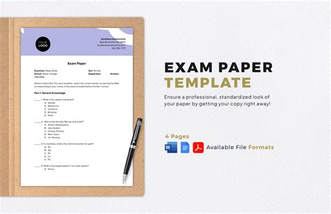 Exam In Word Free Template Download