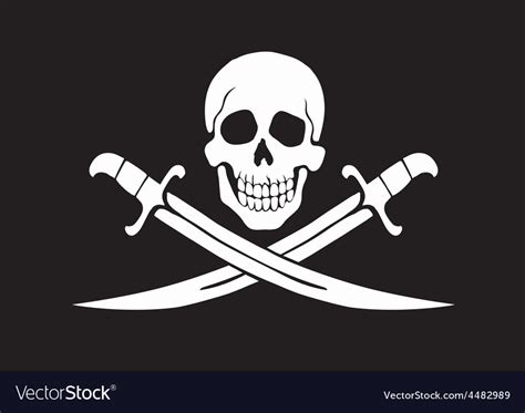 Jolly Roger Black Royalty Free Vector Image Vectorstock