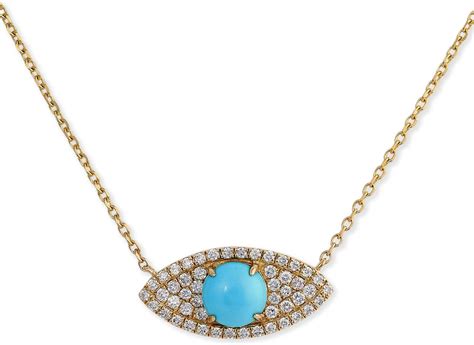 Amazon Com Effy Jewelry Turquoise Diamond Evil Eye Necklace In 14K