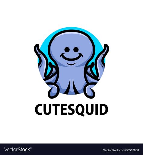 Cute Squid Cartoon Logo Icon Royalty Free Vector Image