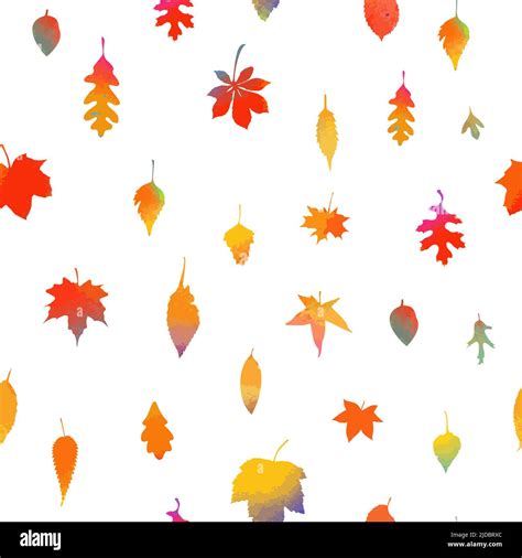 Seamless Pattern Falling Autumn Leaves Vector Illustration Stock