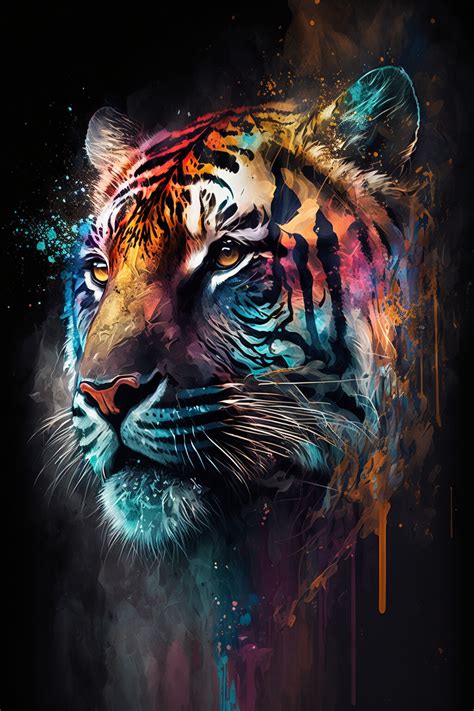 Artstation Vibrant Bengal A Colorful Abstract Tiger