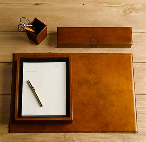 Artisan Leather Desk Accessories Chestnut