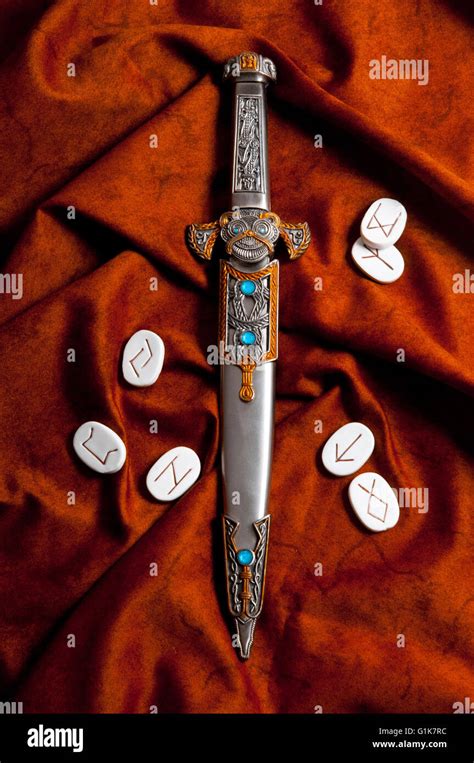 Viking Sword And Runes Stock Photo Alamy