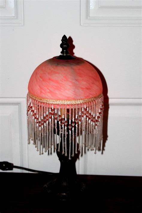 Antique Art Deco Beaded Marbled Glass Lamp Shade Circa 1930s