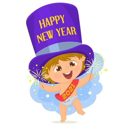 Little Baby Celebrating The New Year 1419292 Vector Art At Vecteezy