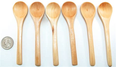 6 Small Wood Spoons Mini Wooden Spoons For Honey And Bath Etsy