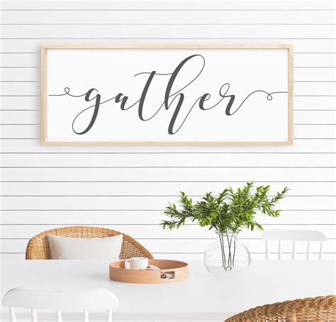 Gather Wood Sign, Dining Room Sign, Large Gather Sign, Farmhouse Wall Decor, Framed Wood Signs ...