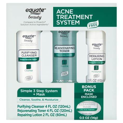 Equate Beauty Acne Treatment Regimen Set with Benzoyl Peroxide, 4 Piece