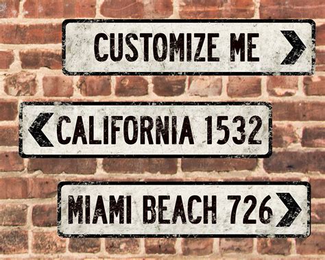 Custom White Directional Metal Street Sign Vintage Style With Etsy