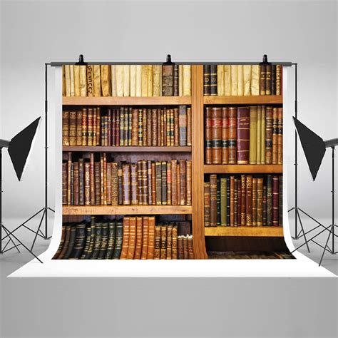 Library Bookshelf Photography Backdrops Old Books Back To School Photo