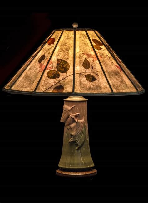 Door Pottery Bats Table Lamp 12 Panel Mica Lamp Shade With Natural