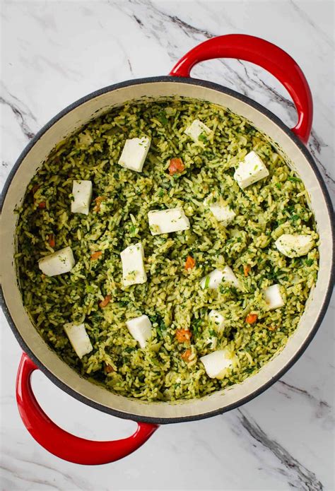 One Pot Easy Palak Paneer Rice Healthy Spinach Rice Watch What U Eat