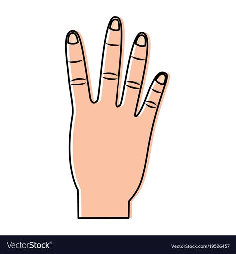 Four Fingers Up Hand Gesture Icon Image Royalty Free Vector