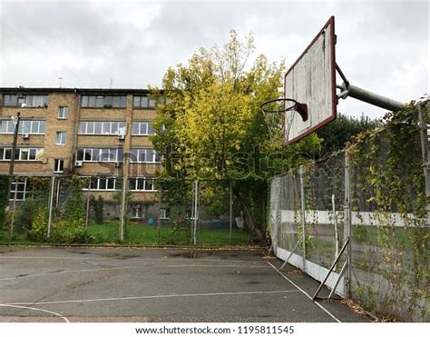 Old Outdoor Basketball Court Park During Stock Photo 1195811545