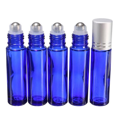 5pcs Blue Aromatherapy Essential Oil Roller Bottles Portable 10ml