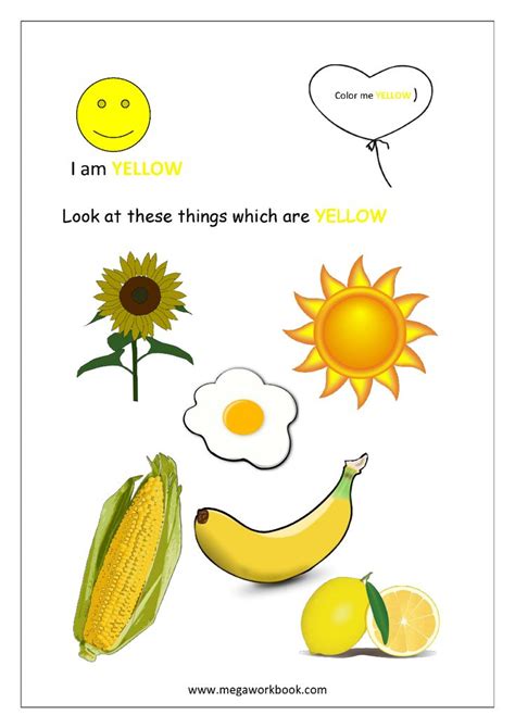 Printable Color Yellow Worksheets