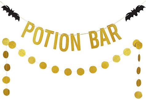 Potion Bar Banner Gold Glitter And Circle Dots Garland Halloween Party