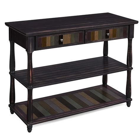 Wooden Console Table With Two Drawers And Two Storage Shelves Brown