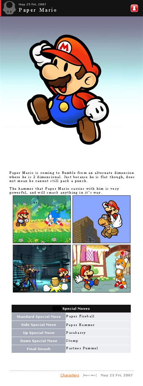 Super Smash Bros Rumble Paper Mario By