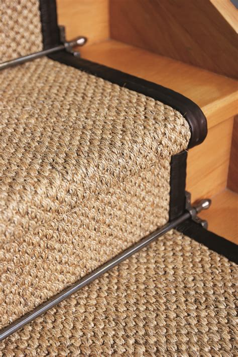 Sisal Vintage Stair Runner With Stair Rod Detail