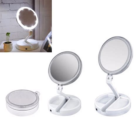 10x Magnifying Led Lighting Makeup Mirror Portable Folding Rotating 270 With Usb Straight Power