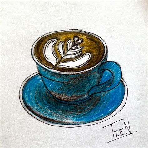 Coffee Sketch By Tien Uraiwon Phoson Tea Cups Sketch Nose Coffee