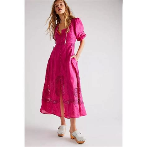 Free People Lisa Lace Midi Dress In Pink Clothing From Bod Ted UK