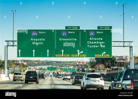 Directional Signage On The Interstate 285 Loop In Northeast Atlanta
