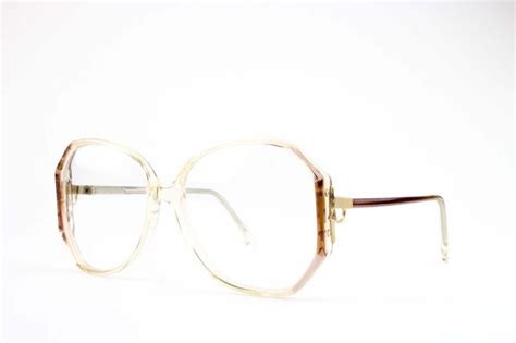 Vintage Eyeglass Frame 80s Oversized Clear Geometric Glasses 1980s Eyeglasses Nos